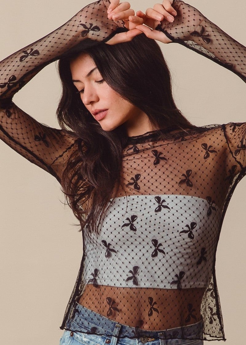 Scarlet 31 Sweet Ribbon Sheer Long Sleeve