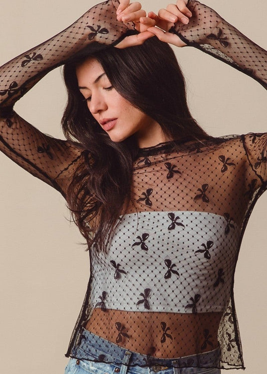 Scarlet 31 Sweet Ribbon Sheer Long Sleeve