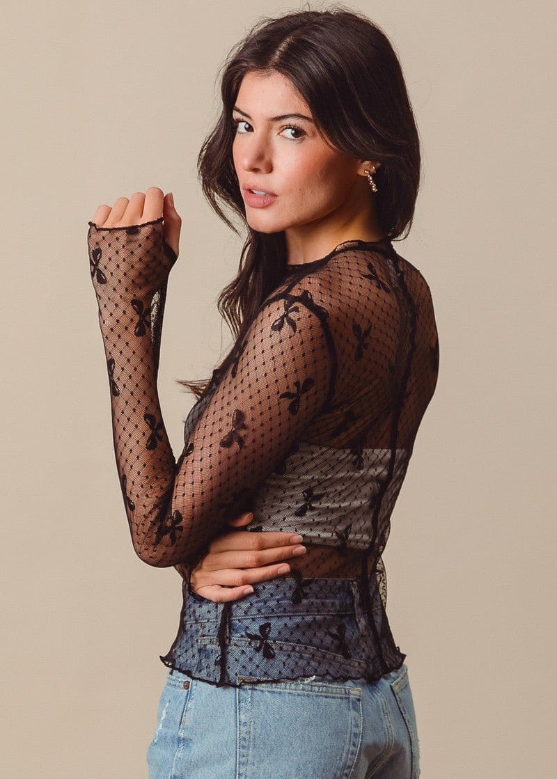 Scarlet 31 Sweet Ribbon Sheer Long Sleeve