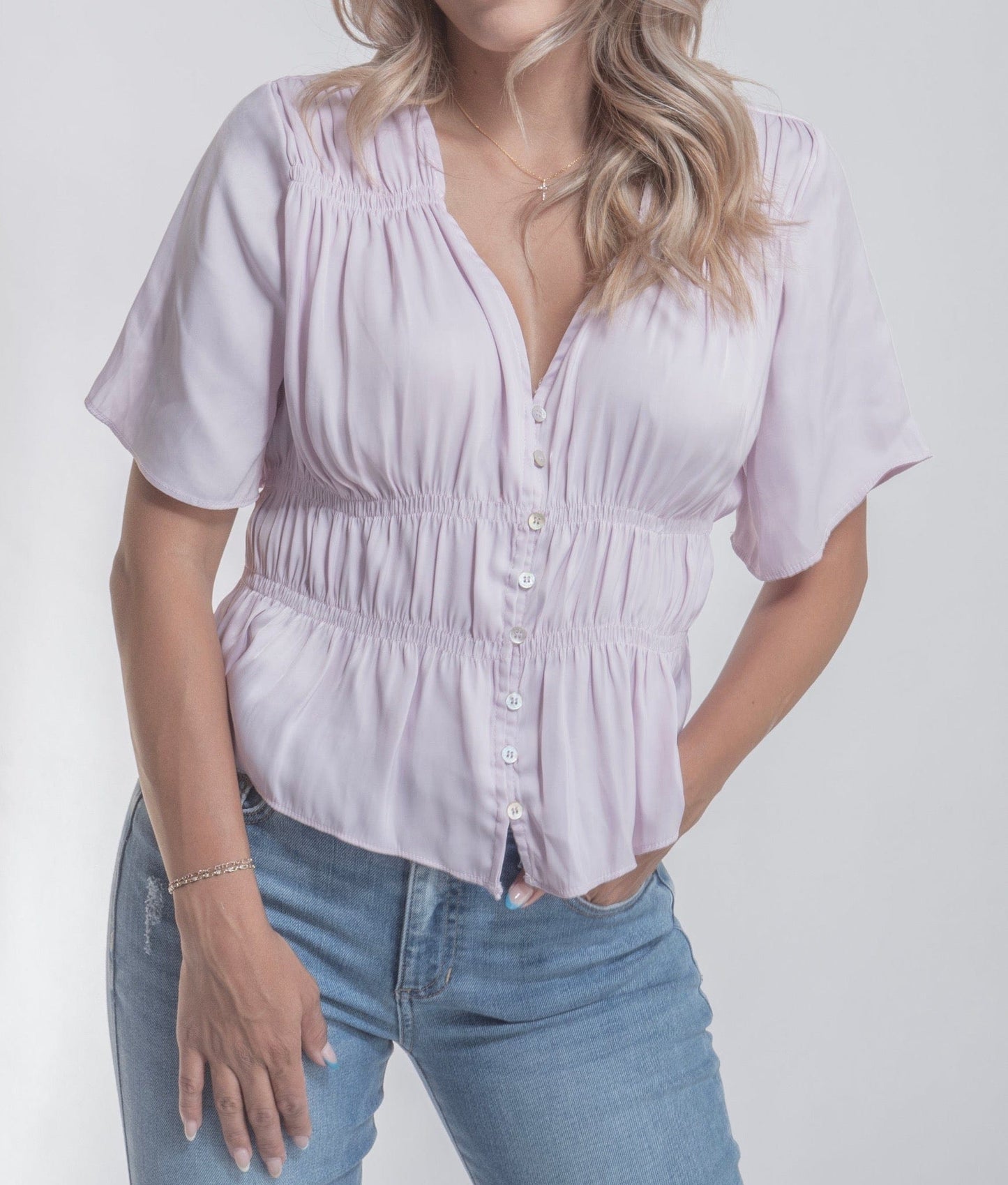 Scarlet 31 TOP Clara Light Pink Button Down Top