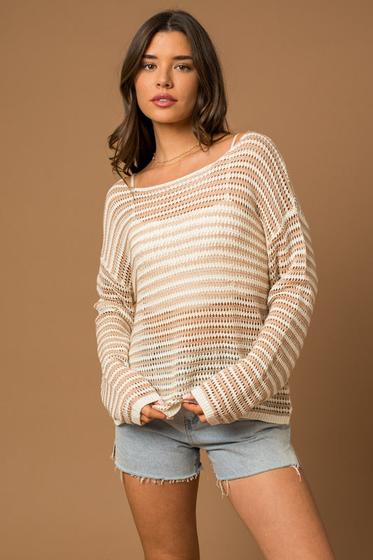 Taylor Open Knit Stripe Sweater